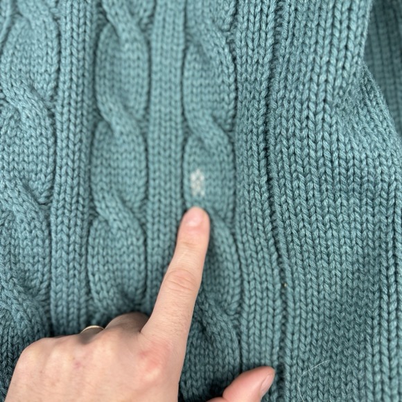 Polo Ralph Lauren Sweater Mens Large Blue Cable Knit Shawl Cardigan Lambswool - Picture 9 of 16